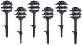 6 Pack Low Voltage Landscape Lighting, Aluminum IP54 Waterproof 3-Tier Integrated LED Pagoda Landscape Lights for Walkway Garden, 2W 12V DC 3000K Warm White, ETL UL CSA Listed by MULANDI