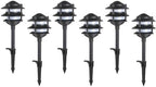 6 Pack Low Voltage Landscape Lighting, Aluminum IP54 Waterproof 3-Tier Integrated LED Pagoda Landscape Lights for Walkway Garden, 2W 12V DC 3000K Warm White, ETL UL CSA Listed by MULANDI