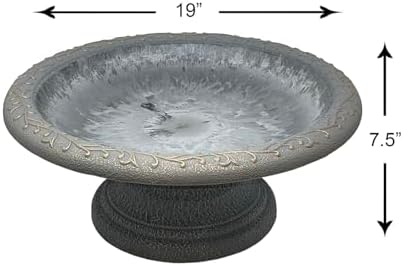 Fiber Clay Birdbath, Low-Profile Base, Dove Gray, 19" D x 7.5" H, 6.5lbs. - Image 2
