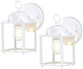 Outdoor Wall Light Fixture, Metal Glass, White, 2 Pack by KumtinSmart
