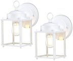 Outdoor Wall Light Fixture, Metal Glass, White, 2 Pack by KumtinSmart
