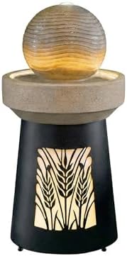 32.1" H Modern Wheat Field Outdoor Water Fountain with LED Lights and Pump, Floor Standing Waterfall Feature Outdoor Garden Fountain for Garden, Porch, Patio and Backyard Decor by Veemuaro