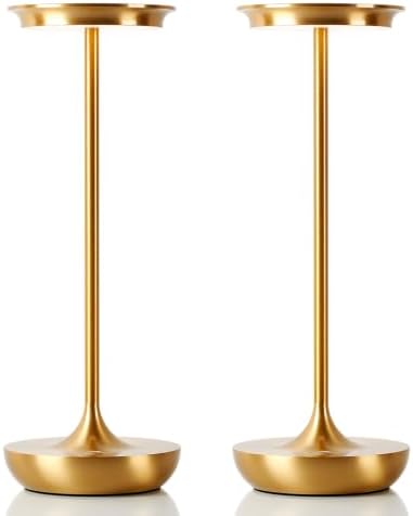 LED Rechargeable Cordless Table Lamp Battery Operated Light Set of 2 Gold by Tpczqj