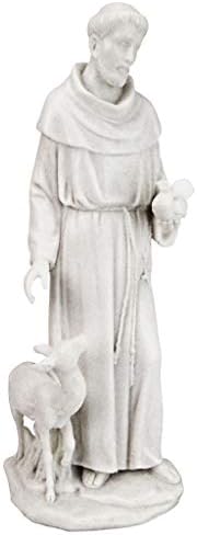Design Toscano Francis of Assisi, Patron of Animals Religious Statue Figurine, 11 inches tall, Cast Marble Resin, White Finish by DesignToscano