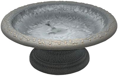 Fiber Clay Birdbath, Low-Profile Base, Dove Gray, 19" D x 7.5" H, 6.5lbs. - Image 6