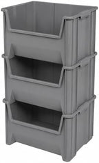 Akro-Mils Stak-N-Store Stackable Storage Bins, 15"x20"x12-1/2, Grey, 3pk by Akro-Mils