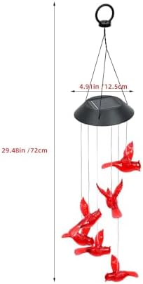 2pcs Solar Cardinal Bird Wind Chime LED Hanging Patio Lights Xmas - Image 2