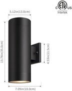 mirrea 14" Modern Outdoor Porch Light in 2 Lights, Matte Black, 4 Pack - Image 2
