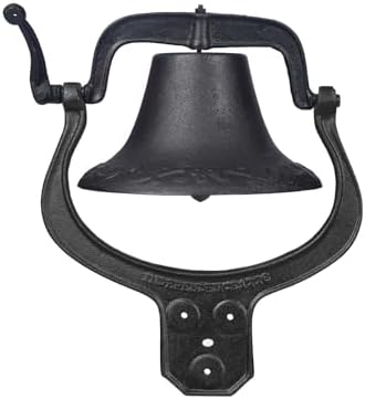 13.6'' Large Cast Iron Bell, Heavy Iron Farm Dinner Bell Traditional Vibe Heavy Duty Cast Iron Yard Bell Antique Vintage Style Farmhouse Gate Bell Outdoor for Church School Farm, Black by FTOPBTB