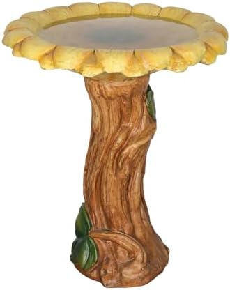 SKYFIRE 24.4" H Sunflower Bird Bath Outdoor - Fibre Reinforced Concrete Pedestal Birdbath, 19.6" Dia. Garden & Patio Decor, Weather Resistant Yard Bird Bath for Backyard Lawn - Image 7