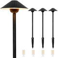 Gardencoin Low Voltage Pathway Lights (6.69'' Shade, 21.54'' Tall) 12V Outdoor LED Landscape Pathway Lighting Aluminum Vintage Hammered Path Lights with 4W 2700K Replaceable Bulb, 4 Pack by Gardencoin