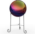 Lulu Decor, Rainbow Stainless Steel Gazing Mirror Ball Size 14 with Stand by LuluDecor