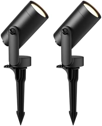GOODSMANN 6W Low Voltage LED Flood Lights 2PK 12V AC Landscape Spotlights 260 Lumens 3000K Warm White Outdoor Accent Lights with Metal Stakes & Connectors for Garden Tree & Yard by GOODSMANN