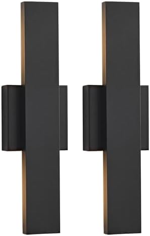 Outdoor Modern LED Wall Light Fixtures, Black Linear Exterior Wall Sconces 20W, Modern Porch Patio Light Fixture Waterproof Outdoor Wall Lights Outside Lights for House Garage Front Door Patio 2pack by SIONLOM