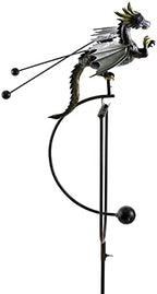 Kinetic Metal Mystical Dragon Yard Stake Wind Spinner Rocker Rocking Whirly-Gig Garden Art, 51" Tall Brown Antiqued Metal, Flying Dragon Yard Art by Unknown
