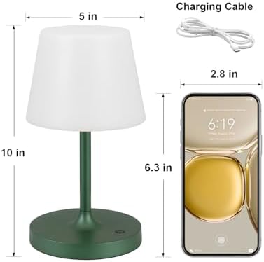 Kakanuo Green Cordless Shower Lamp Waterproof, Rechargeable Cordless Lamp with 4000mAh Battery, Touch Dimmable Table Lamp for Outdoor, Kitchen, Bathroom, Camping, Patio, IP54 - Image 6