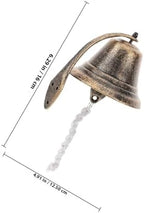 Vintage Cast Iron Doorbell Hanging Ornament, Manually Shaking Garden Bell Decoration for Front Door Entry, Small Retro Metal Dinner Bell for Outdoor Porch and Yard Use - Image 2