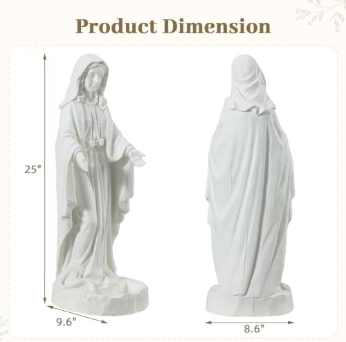 25'' Virgin Mary Statue with Bird Feeder Garden Decor Outdoor - Image 3