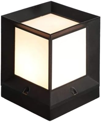 Creative Square Cube Modern Pillar Post Lamp Personality Waterproof Ip54 Outdoor Column Light Black Finish Aluminum Metal External Pond Patio Landscape Deck Fence Table L(One Color-M-H 26Cm) by Unknown