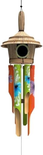 Nalulu House Bamboo Wind Chimes - Outside Outdoor Wooden Windchimes with Birdhouse, Handcrafted with Calming Deep Tones, Perfect Home Decor or Gift for Him and Her by Nalulu