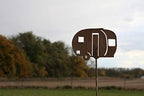 Hobby and Leisure Style Rustic or Powder Coated Metal Garden Stake or Stand (Small RV Teardrop Camper 21" Tall Including Stake, Naturally Rusted) - Image 3