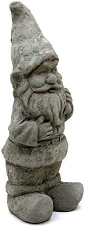 Garden Gnome with Mallet: Solid Durable Stone Statue with Vintage Texture. Sealed for Outdoors. Handcrafted USA. (Antique/Gray) - Image 6