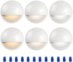 CLOUDY BAY [6 Pack] 3CCT Low Voltage LED Deck Lights Outdoor,2700K/3500K/5000K Selectable,Landscape Step Stair Railing Fence Light Wired,3W,12V-24V AC/DC Deck Lighting Fixtures,White by CLOUDYBAY