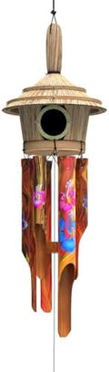 Nalulu Flory Bamboo Wind Chimes - Oustide Outdoor Wooden Windchimes with Birdhouse, Handcrafted with Calming Deep Tones, Ideal Home Decor or Gift for Him and Her by Nalulu