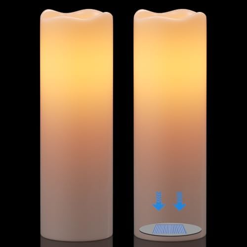 GenSwin Solar Candles Outdoor Waterproof Lantern Ivory White 4 x 14 in by GenSwin