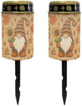 Poceacles Solar Lights Outdoor Solar Powered Cemetery Stake Candle Grave Lamp Landscape Lighting Grave Flameless Candle for Autumn Decor, Retro Gnome Sunflower, Pack of 2 by Poceacles