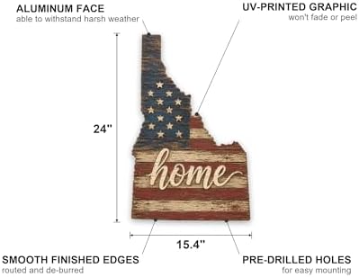 Idaho Home State Shape Sign – Vintage American Flag Wall Art - Image 2