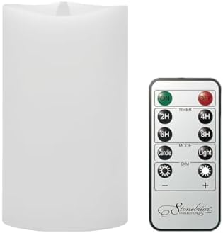 Stonebriar LED Pillar Candles — Remote & Timer, Real Wax Flameless Candles for Home Décor, Weddings & Events, Pack of 6, White, 3" x 6" by StonebriarCollection