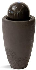 XBrand 25.98" H Brown Round Stone Indoor/Outdoor Modern Sphere Water Fountain with LED Lights – Ball Bubbling Fountain Décor for Garden, Patio, or Tabletop by XBrandHomeGarden
