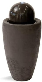 XBrand 25.98" H Brown Round Stone Indoor/Outdoor Modern Sphere Water Fountain with LED Lights – Ball Bubbling Fountain Décor for Garden, Patio, or Tabletop by XBrandHomeGarden