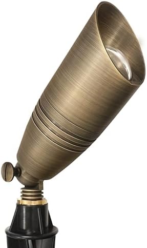 GKOLED Solid Brass Landscape Spotlight, 12V AC/DC Low Voltage Landscape Lights, Outdoor Directional LED Uplight Waterproof Fixture with ABS Spike, Garden Patio Trees Spot Up Light, No MR16 Bulb by GKOLED
