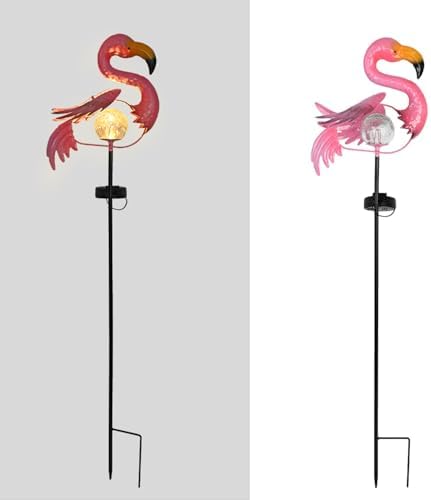 Pink Flamingo Lawn Light Garden Decor Solar Lights, for Yard Outdoor Decorations Ground Inserted Outdoor Waterproof Garden Lamp with Crackle Glass Ball LED (Warm White) - Image 6