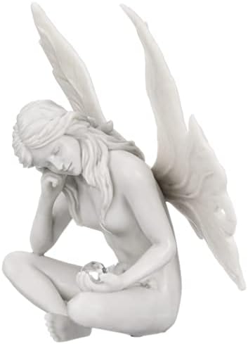 Design Toscano Gazing Secret Garden Fairy Woman Statue Figurine, 7 inches wide, 10 inches tall, Cast Stone Resin, Antique Stone Finish - Image 3