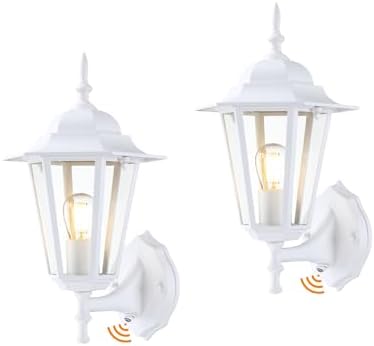 GRUENLICH Outdoor Wall Light Fixture, Antirust Aluminum Glass, White 2 Pack by GRUENLICH
