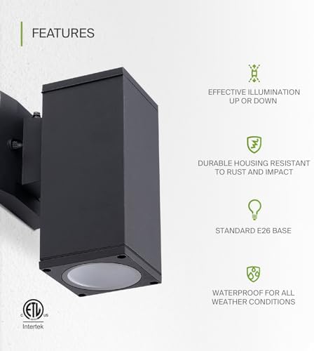 ASD 1 Light Dusk to Dawn Cylinder Outdoor Sconce Lights, E26 Base 6 Pack - Image 3