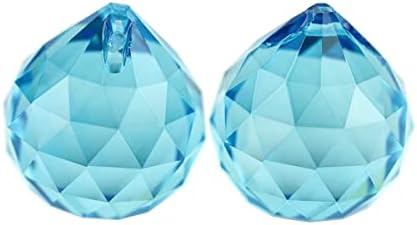 Queenbox 10pcs 30mm Crystal Suncatcher Prism Ball Rainbow Hanging Pendants Maker with Hole for Chandelier Feng Shui Window, Light Blue - Image 2