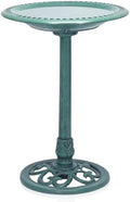 Alpine Corporation TEC116 Outdoor Aged Green Pedestal Birdbath with Scrollwork, 28" Tall, Green by Unknown
