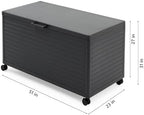 MIRADOR 134 Gallon Outdoor Storage Box with Wheels & Soft-Close Lid, Waterproof Metal Deck Box for Patio Cushions, Garden Tools & Pool Accessories, Charcoal - Image 6