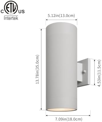 mirrea 12" Modern Outdoor Porch Light in 2 Lights, 2 Pack, Metallic Gray - Image 2