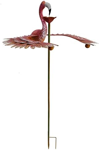 Metal Rustic Flamingo Spinning Balancer Garden Stake Outdoor Wind Sculpture Kinetic Movement Yard Art Center Piece - Image 2