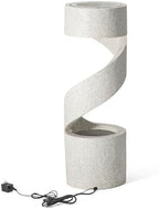 Glitzhome Outdoor Water Fountain, 40.25" H Modern Faux Terrazzo Spiral Shaped Outdoor Fountain with Pump and LED Lights, Polyresin Waterfall Fountain Water Feature for Garden, Patio, Porch Decor - Image 7