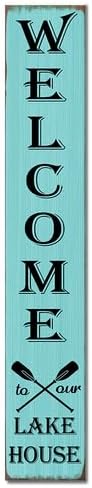 Welcome To Our Lake House Front Porch Sign Lake House Welcome Sign Farmhouse Porch Vertical Wooden Plaque Entryway Home Outdoor Seasonal Spring Summer Decoration 8x64inch by Houseuse