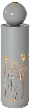 Merax 34.25" H Light Gray Metal Cutout Outdoor Water Fountain with LED Lights, Modern Freestanding Sphere-Top Water Feature for Patio Garden Backyard Decor - Image 5