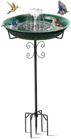 Solar Powered Bird Bath with Fountains for Hummingbirds,Stable Stylish Design with 5-Prong Base Stake Metal Bird Bath for Outside Yard Lawn Patio Garden by Yiabivo