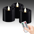 Black Pillar Flameless Candles, LED candle, electric candle3"*3"-3pcs by WOOCODOWE