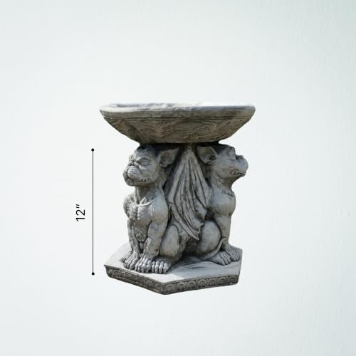 OLOMA Gothic Gargoyle Bird Bath Garden Statue Stone Fantasy Creature Outdoor Yard Decor Handcrafted Concrete Garden Ornament Weather Resistance Fantasy Sculpture - Image 2